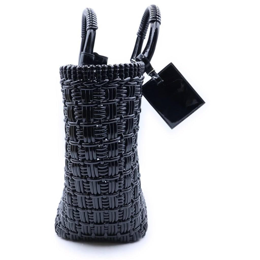 BALENCIAGA(バレンシアガ) ビストロS バスケット トートバッグ カゴバック ブラック エナメル 671346 シルバー金具 レディース