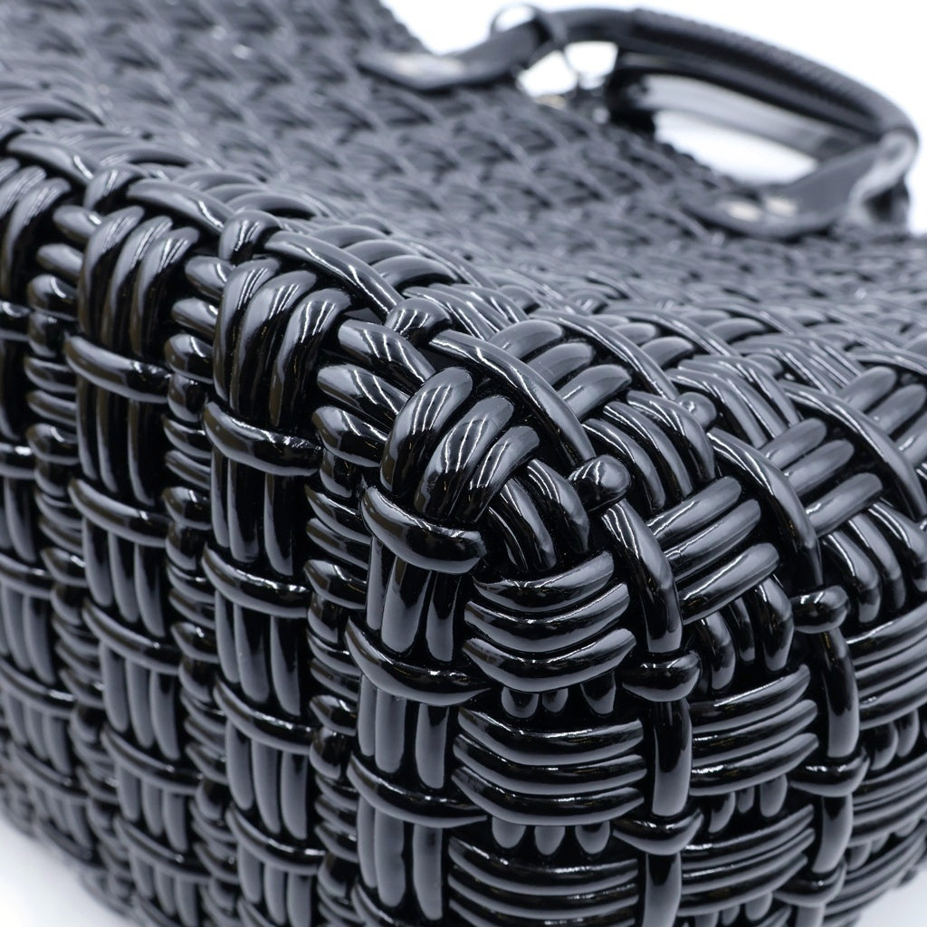 BALENCIAGA(バレンシアガ) ビストロS バスケット トートバッグ カゴバック ブラック エナメル 671346 シルバー金具 レディース