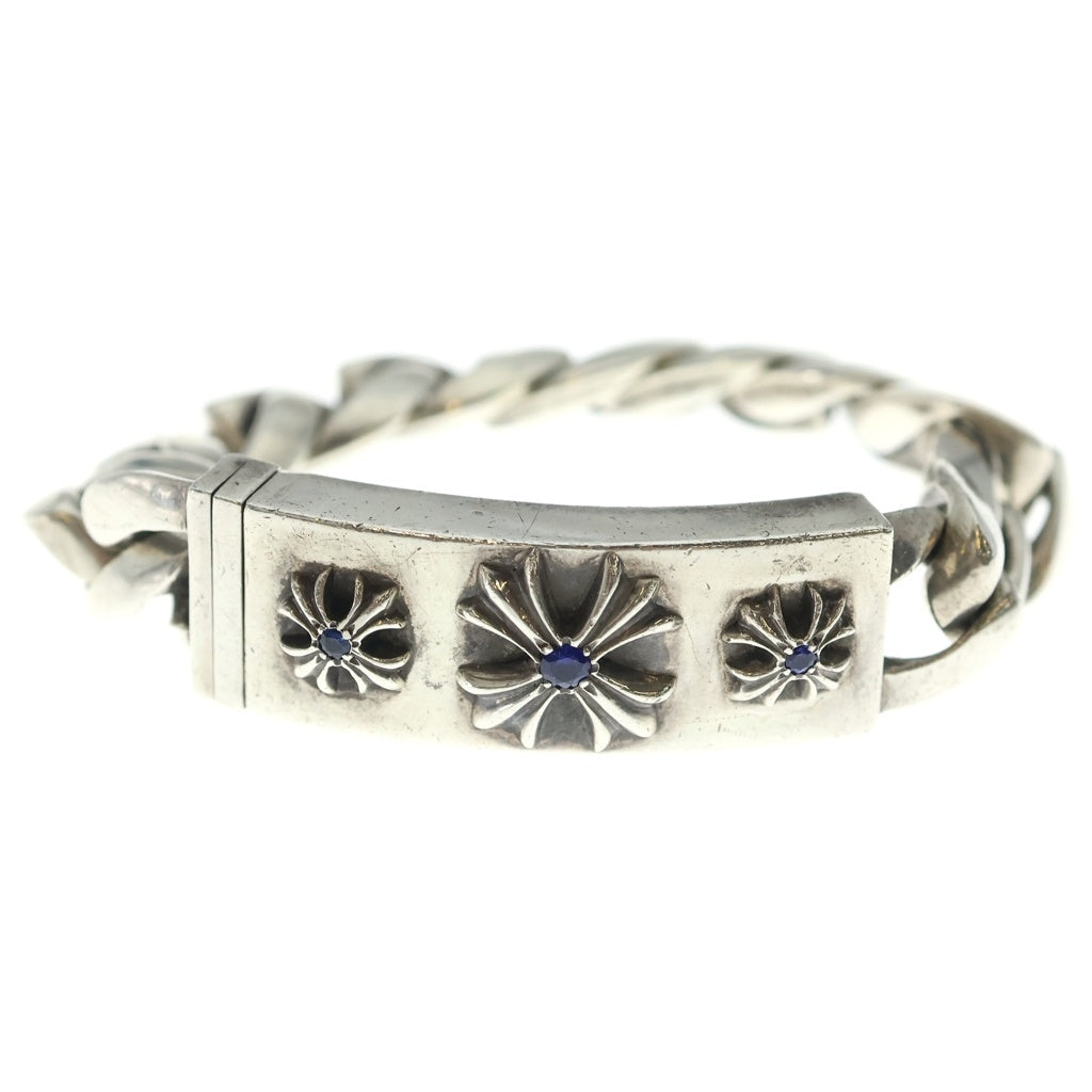 CHROME HEARTS(クロムハーツ) 3CHX プラス IDブルーサファイアシルバーチェーンブレスレット