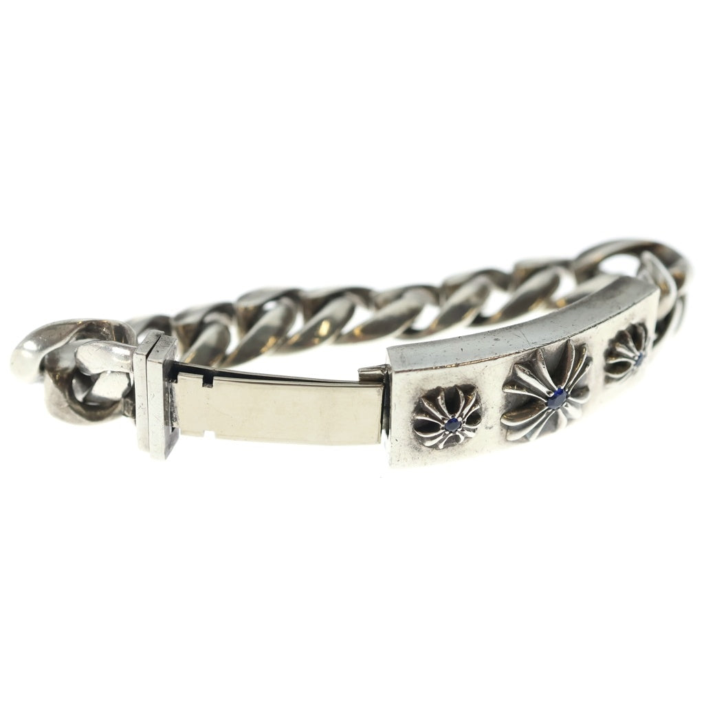 CHROME HEARTS(クロムハーツ) 3CHX プラス IDブルーサファイアシルバーチェーンブレスレット