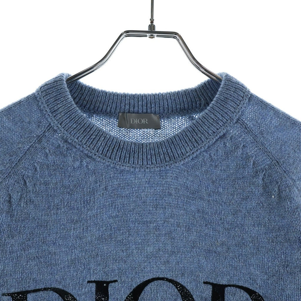 Christian Dior(クリスチャンディオール) ロゴ ニットセーター ブルー ウール 143M657AT296