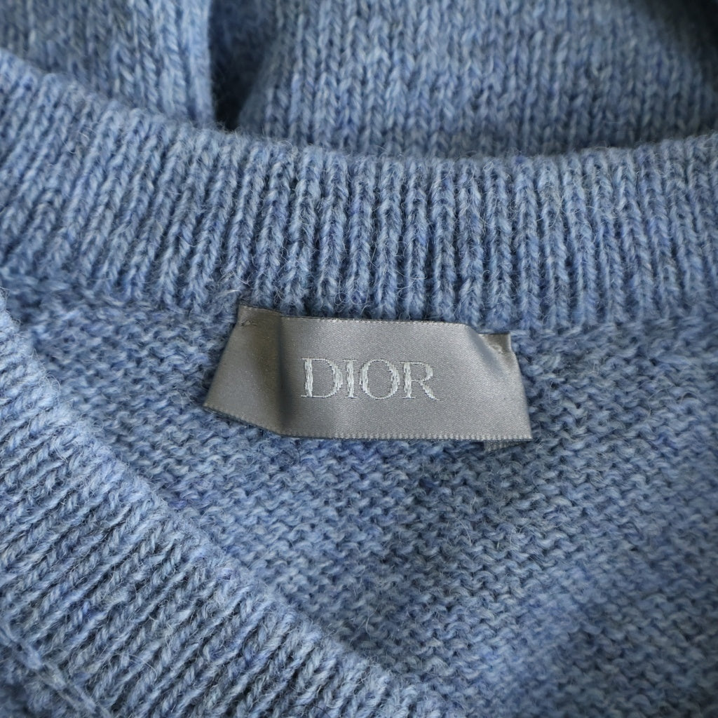 Christian Dior(クリスチャンディオール) ロゴ ニットセーター ブルー ウール 143M657AT296