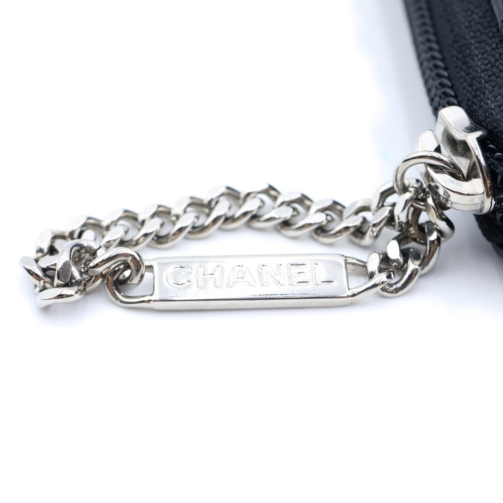 CHANEL(シャネル) カンボンライン ラウンドジップ ウォレット 長財布 シルバー金具 ブラック レディース