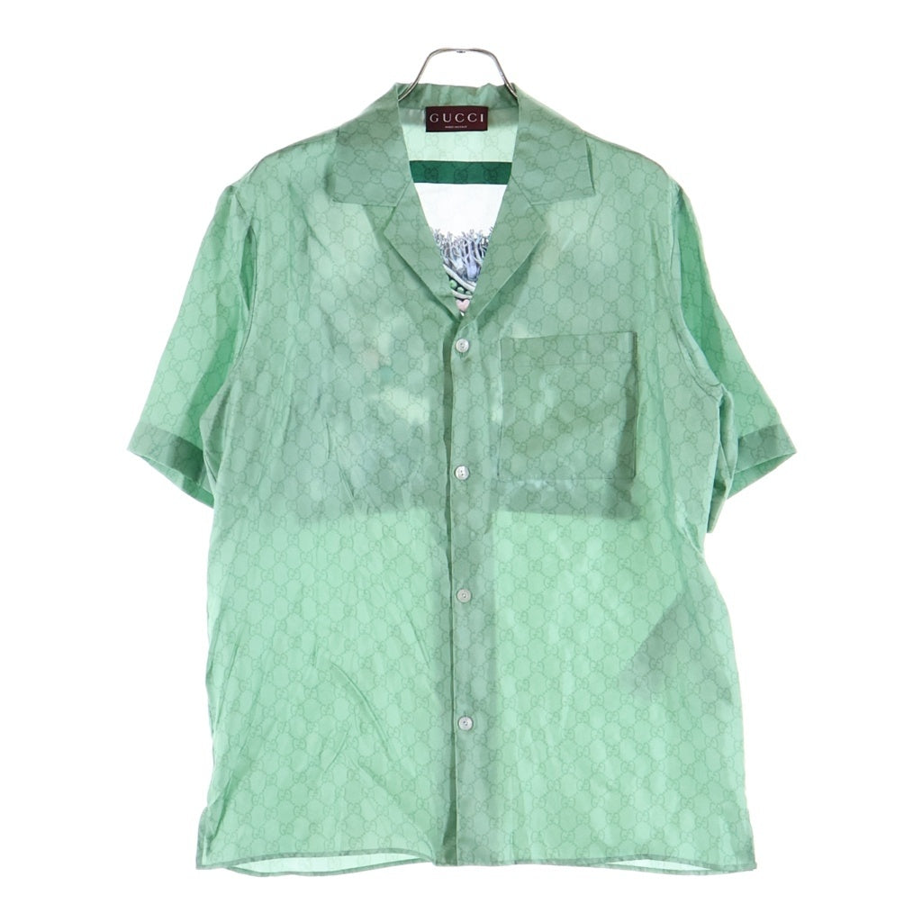 GUCCI(グッチ) HIGUCHI YUKO ヒグチユウコ GG総柄 シルクシャツ ライトグリーン #44 864048