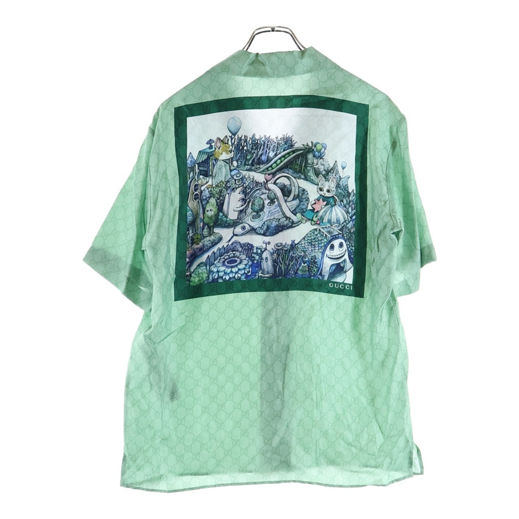 GUCCI(グッチ) HIGUCHI YUKO ヒグチユウコ GG総柄 シルクシャツ ライトグリーン #44 864048