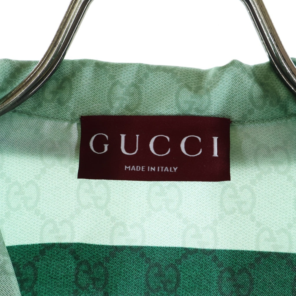 GUCCI(グッチ) HIGUCHI YUKO ヒグチユウコ GG総柄 シルクシャツ ライトグリーン #44 864048