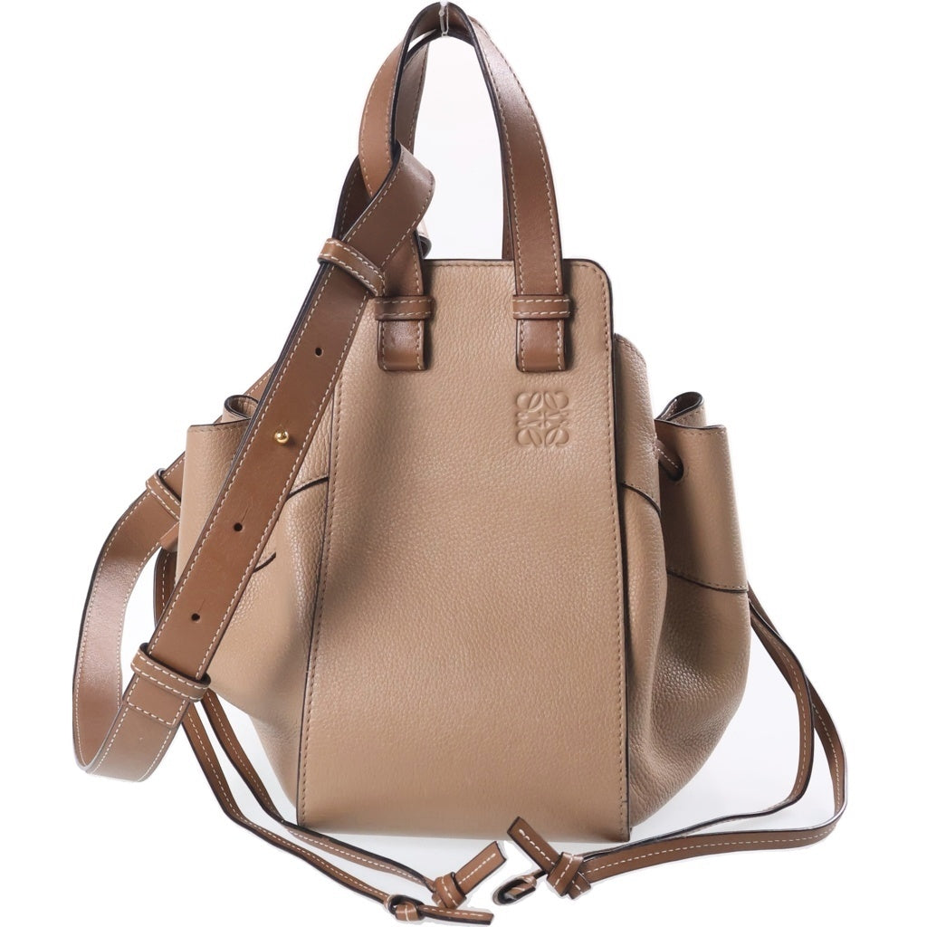 LOEWE(ロエベ) ハンモック ミニ 2WAYハンドバッグ ショルダーバッグ ブラウンベージュ レザー ゴールド金具 レディース