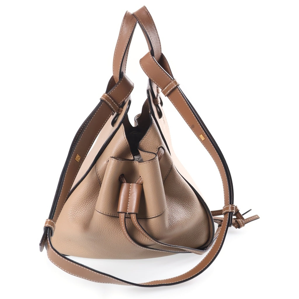 LOEWE(ロエベ) ハンモック ミニ 2WAYハンドバッグ ショルダーバッグ ブラウンベージュ レザー ゴールド金具 レディース