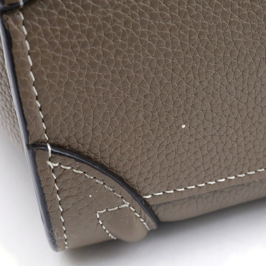 CELINE(セリーヌ) ラゲージ ナノショッパー 2WAYハンドバッグ ショルダーバッグ グレージュ レザー シルバー金具 レディース