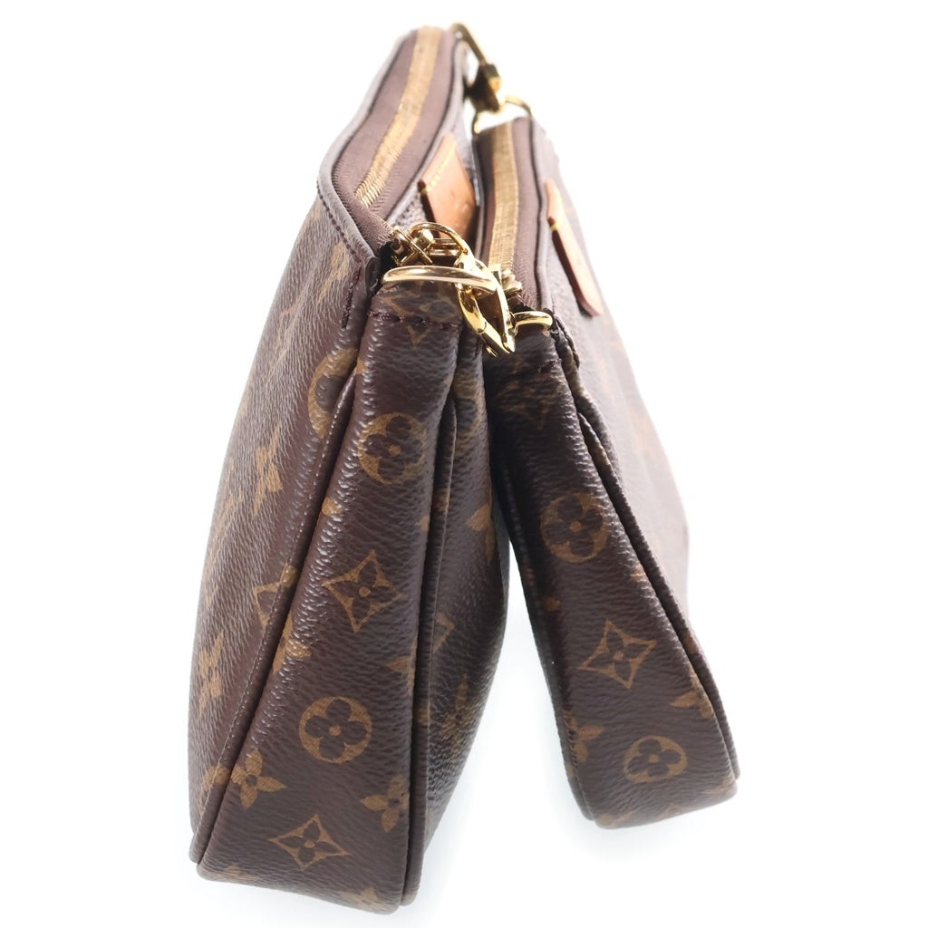 LOUIS VUITTON(ルイヴィトン) モノグラム ミュルティ・ポシェットアクセソワール ショルダーバッグ ブラウン レザー×PVC M44813 ゴールド金具 レディース