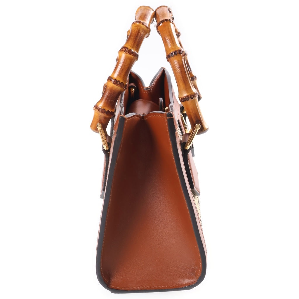GUCCI(グッチ) ダイアナ クリスタル スモール 2WAYハンドバッグ ショルダーバッグ ラインストーン ブラウン キャンバス×レザー 707449 ゴールド金具 レディース