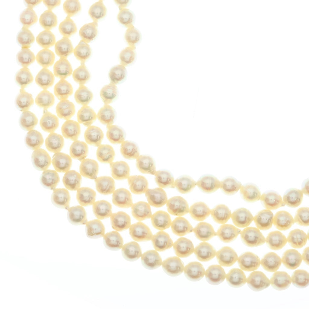 MIKIMOTO(ミキモト) 5連 パール ネックレス K14YG ホワイト/イエローゴールド レディース
