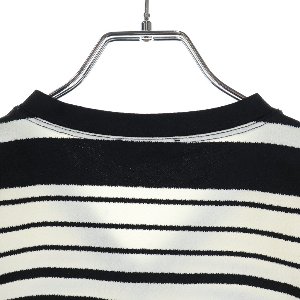 FENDI(フェンディ) OLD Vネック ボーダー柄 半袖Tシャツ カットソー ブラック/ホワイト レディース