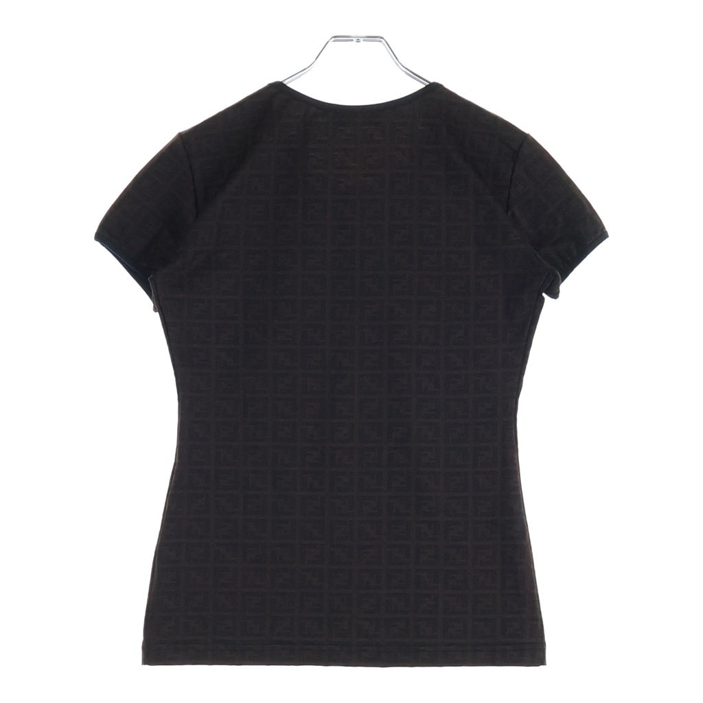FENDI(フェンディ) OLD ズッカ総柄 クルーネック 半袖ストレッチTシャツ カットソー イタリア製 ブラウン系