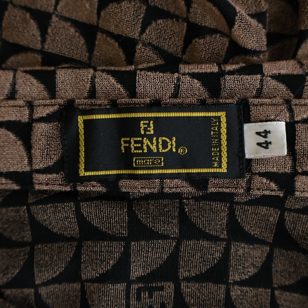 FENDI(フェンディ) OLD FFロゴ 総柄 半袖レーヨンシャツ シースルー ブラウン系