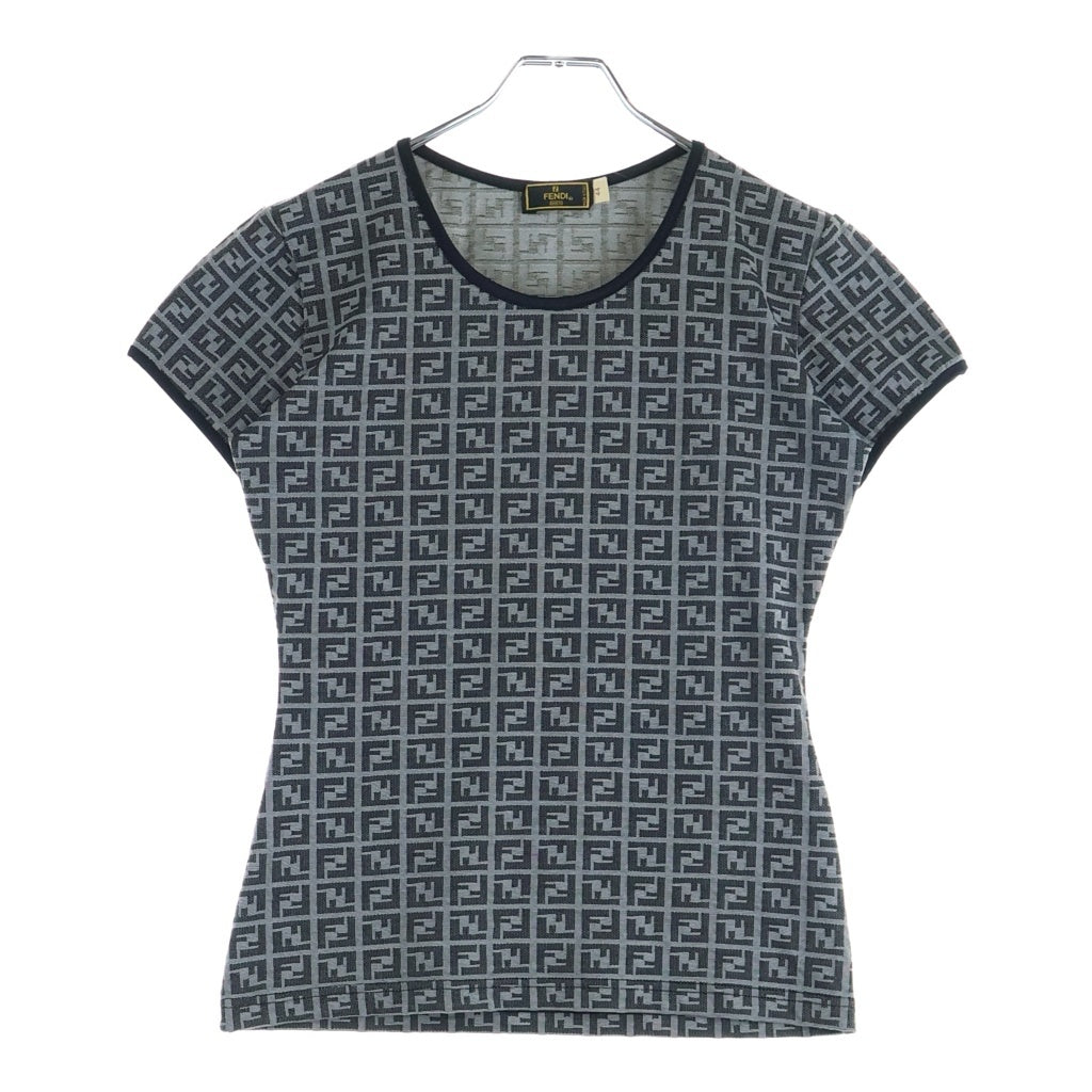 FENDI(フェンディ) OLD ズッカ総柄 クルーネック 半袖Tシャツ カットソー ロゴ イタリア製 グレー