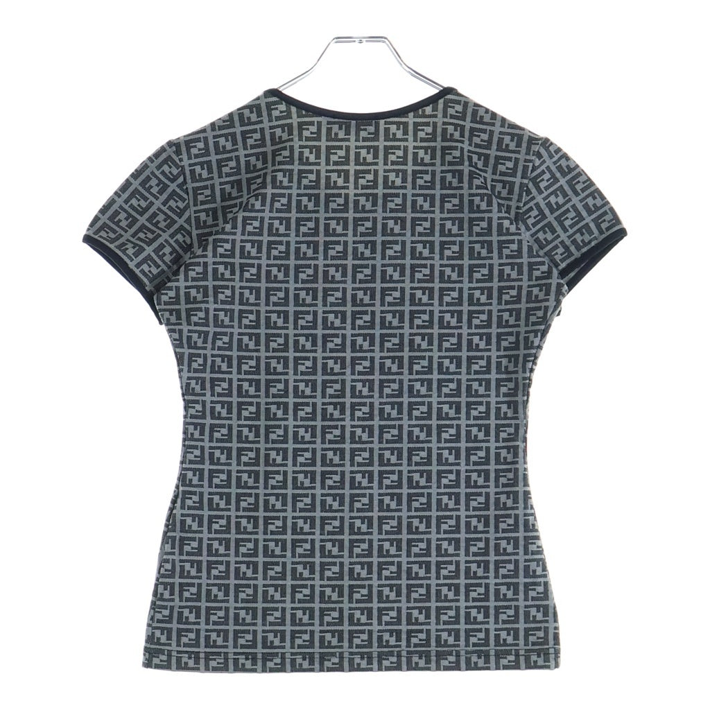 FENDI(フェンディ) OLD ズッカ総柄 クルーネック 半袖Tシャツ カットソー ロゴ イタリア製 グレー