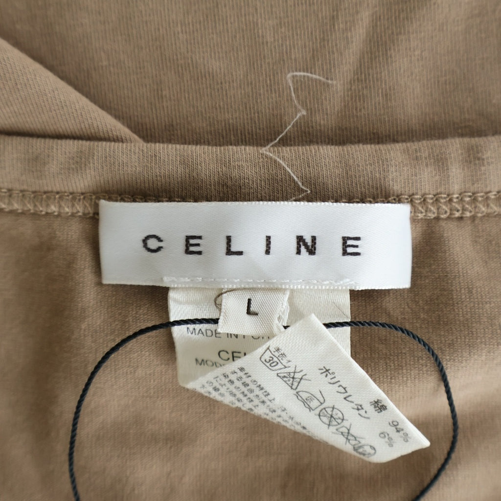 CELINE(セリーヌ) 馬車ロゴ クルーネック タンクトップ ノースリーブ コットン ブラウン 2 0A27 レディース