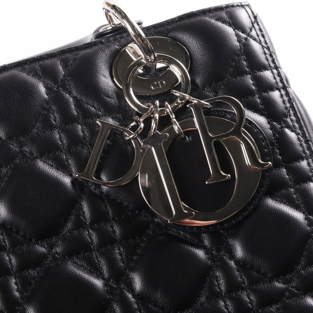 Christian Dior(クリスチャンディオール) レディディオール 2WAYハンドバッグ ショルダーバッグ ブラック レザー M0565ONGE-M900 シルバー金具 レディース