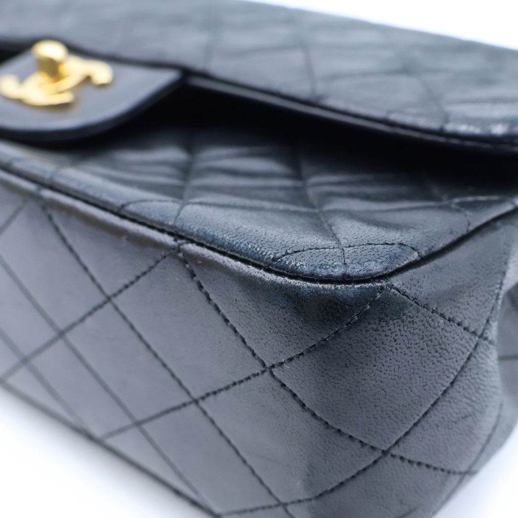 CHANEL(シャネル) マトラッセ25 WフラップWチェーンショルダーバッグ ブラック ラムスキン ゴールド金具 シール有 1番台 A01112 レディース