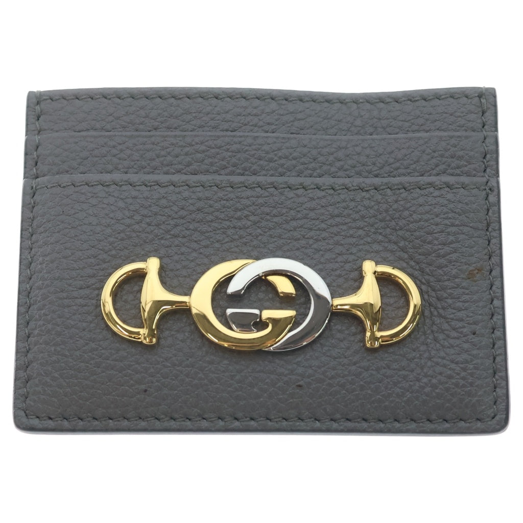 GUCCI(グッチ) ズゥミ カードケース 名刺入れ レザー グレー レディース