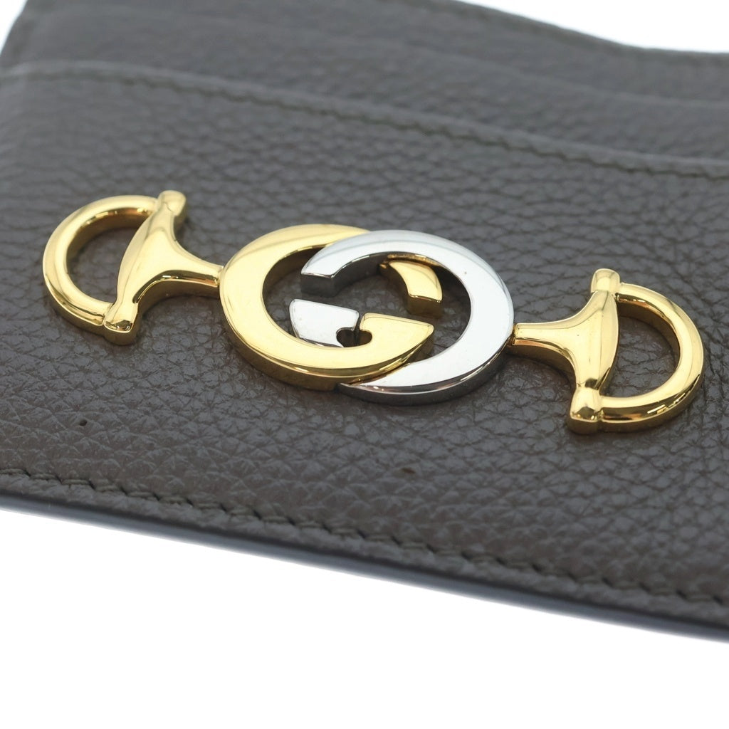 GUCCI(グッチ) ズゥミ カードケース 名刺入れ レザー グレー レディース