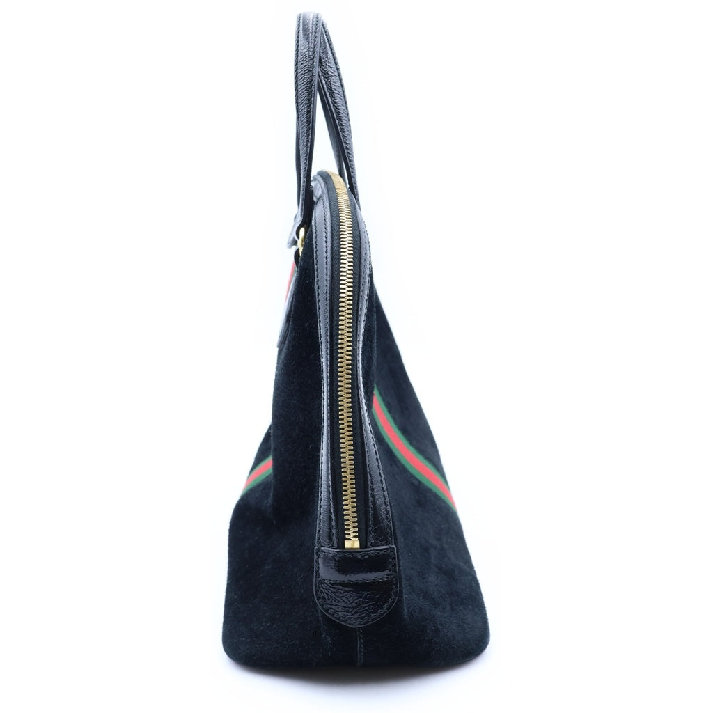 GUCCI(グッチ) GG シェリーラインハンドバッグ ブラック スエード×レザー 524533 レディース