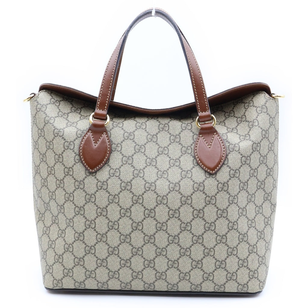 GUCCI(グッチ) GGスプリームハンドバッグ トートバッグ ベージュ×ブラウン PVC×レザー 429147 レディース