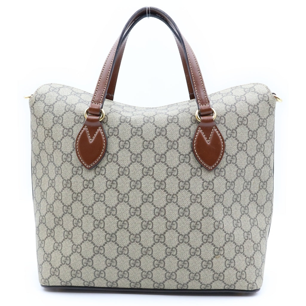 GUCCI(グッチ) GGスプリームハンドバッグ トートバッグ ベージュ×ブラウン PVC×レザー 429147 レディース