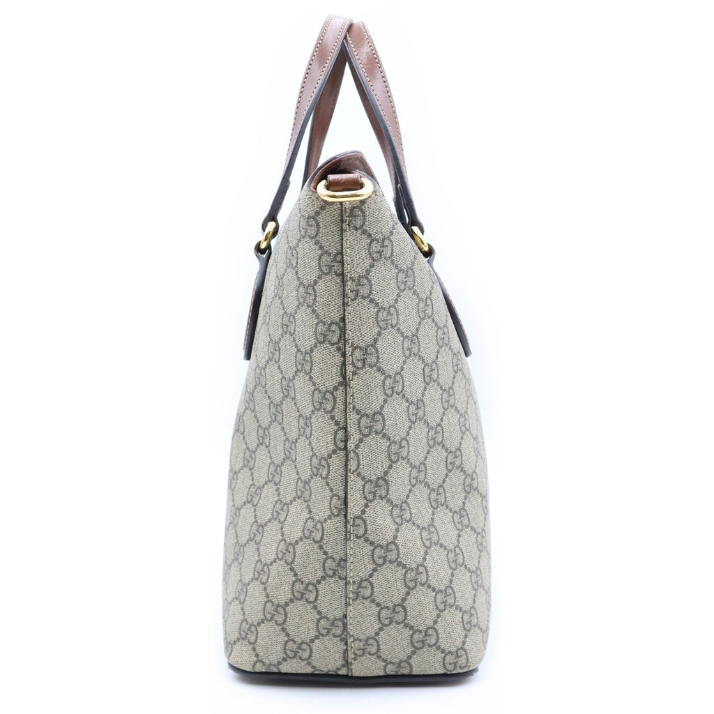 GUCCI(グッチ) GGスプリームハンドバッグ トートバッグ ベージュ×ブラウン PVC×レザー 429147 レディース