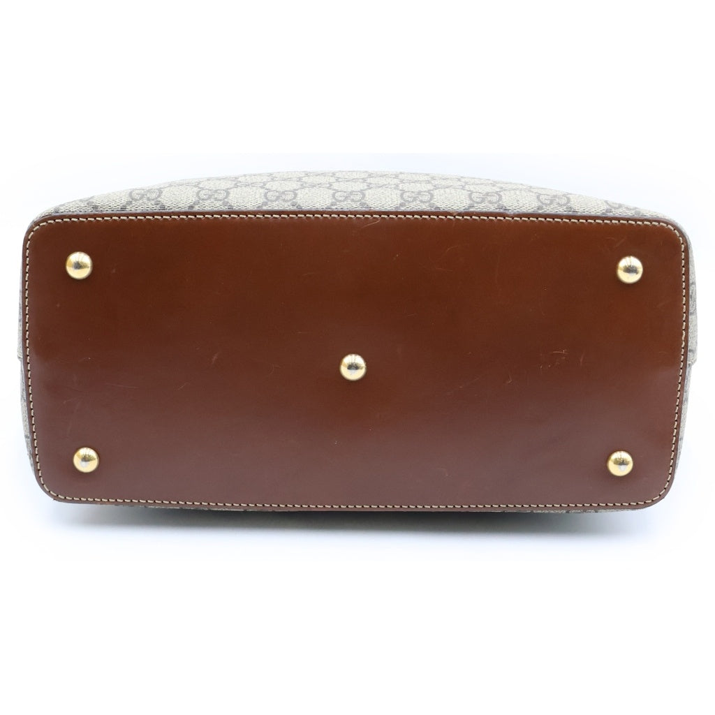 GUCCI(グッチ) GGスプリームハンドバッグ トートバッグ ベージュ×ブラウン PVC×レザー 429147 レディース