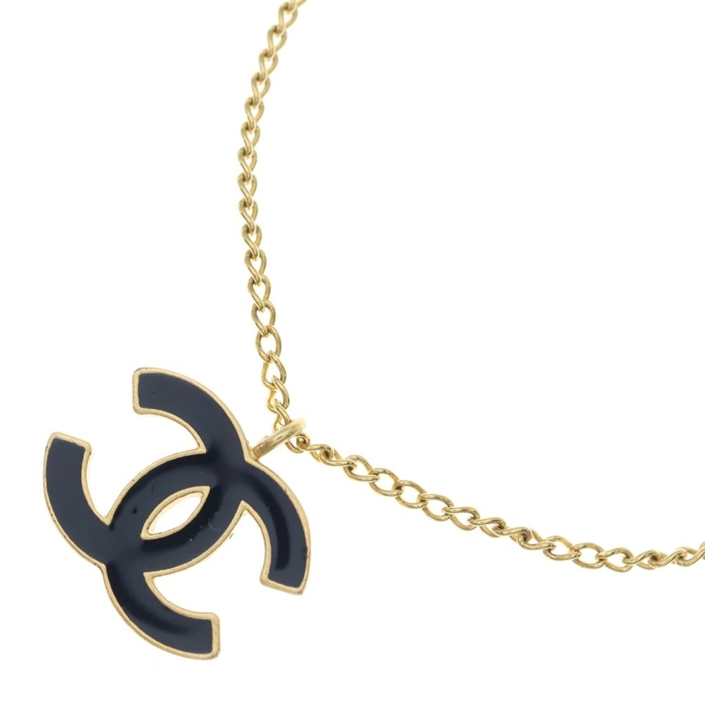 CHANEL(シャネル) ココマーク ネックレス メタル ゴールド×ブラック 豆あり 02A レディース