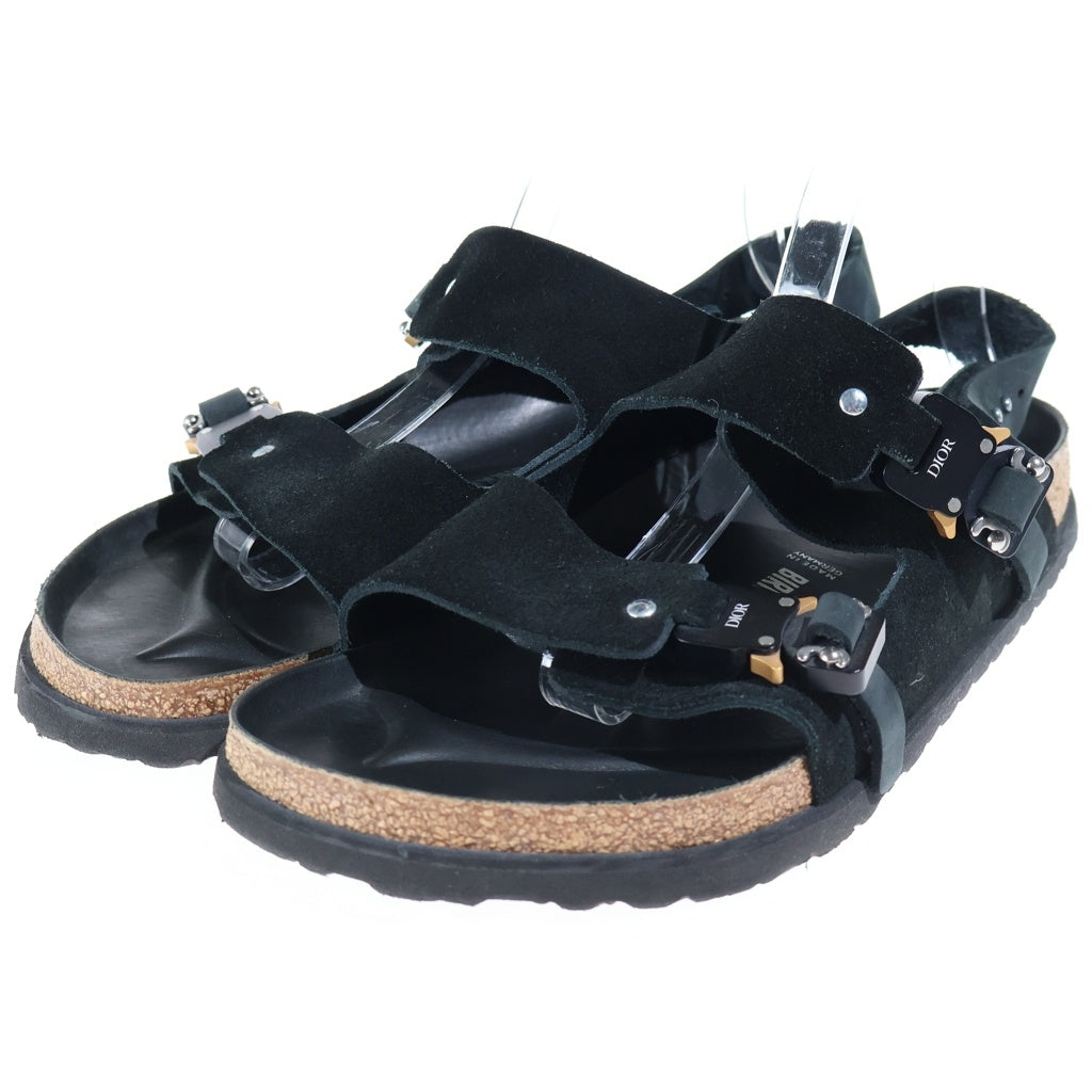 Christian Dior(クリスチャンディオール) ×BIRKENSTOCK 22AW ダブルストラップ ミラノサンダル シューズ ビルケンシュトック スエード ブラック