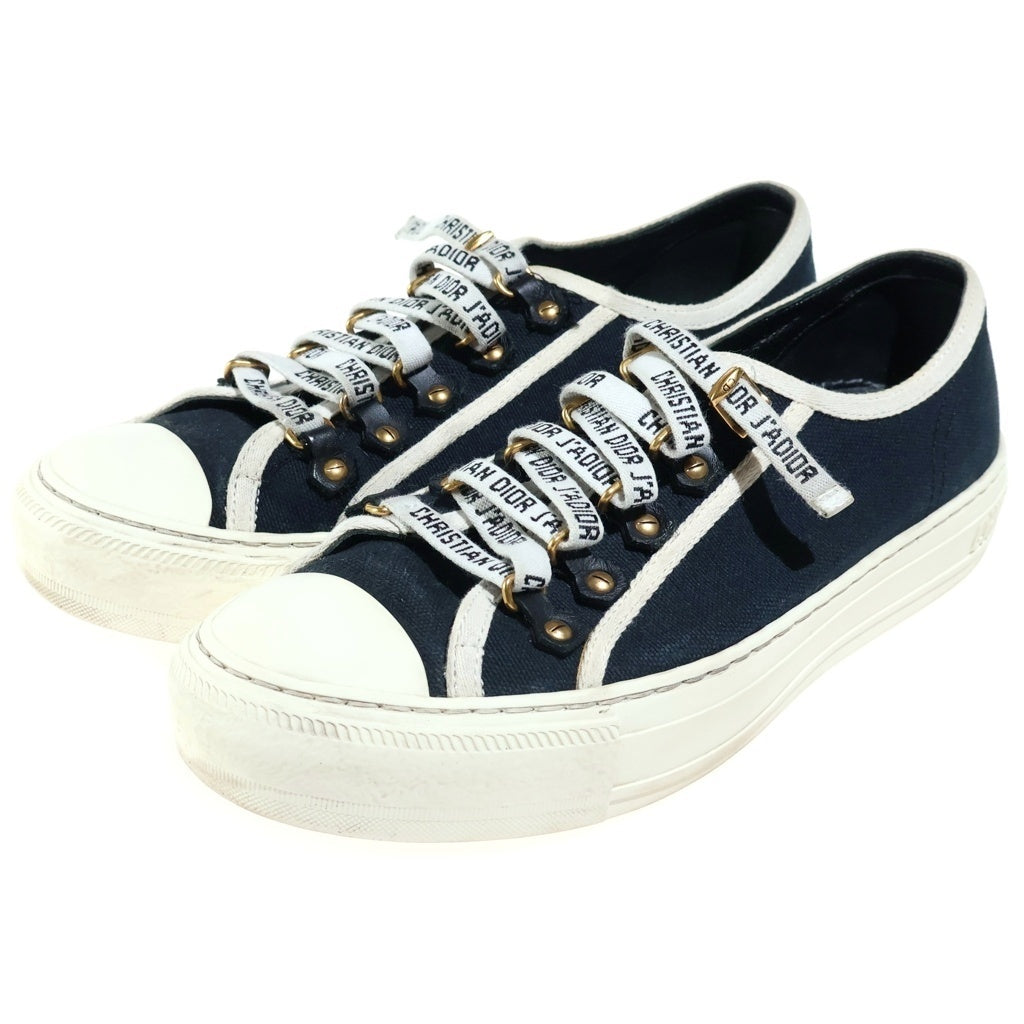 Christian Dior(クリスチャンディオール) Walk'n'Dior レースアップ キャンバスローカットスニーカー ブラック #37 レディース