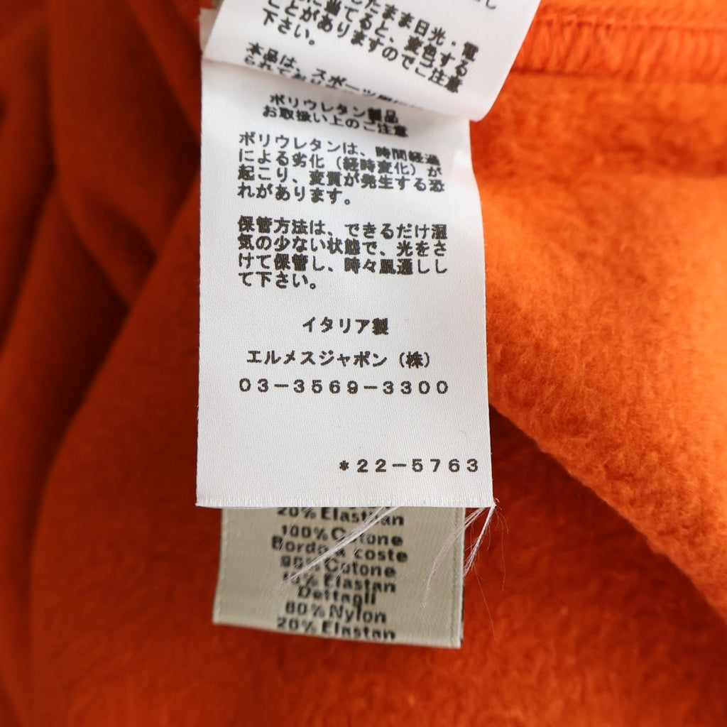 HERMES(エルメス) 袖Hロゴラインデザイン コットン長袖ニット トレーナー オレンジ 22-5763