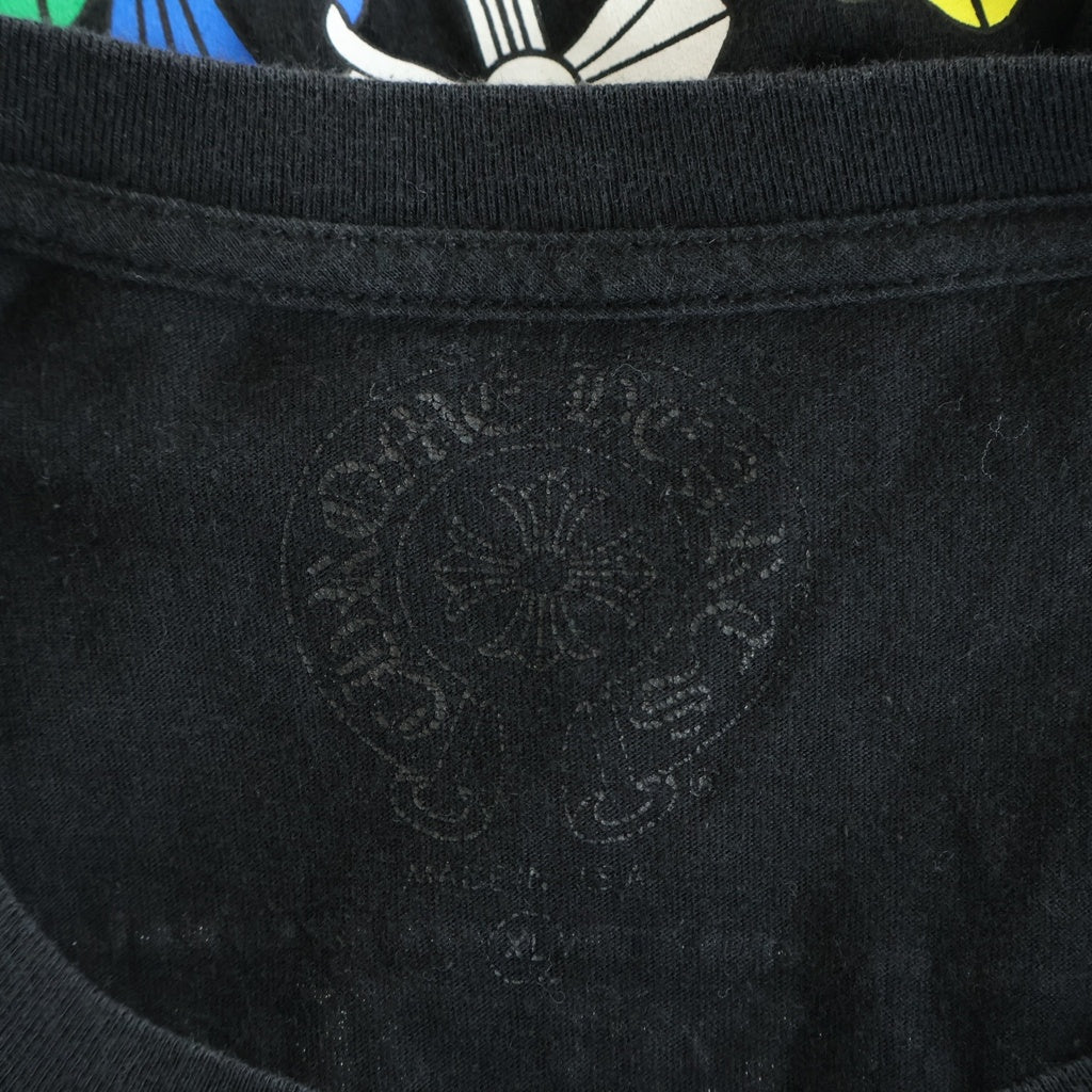 CHROME HEARTS(クロムハーツ) マルチカラー セメタリークロス スクロールラベル プリント ロングスリーブ 長袖 Tシャツ カットソー ブラック