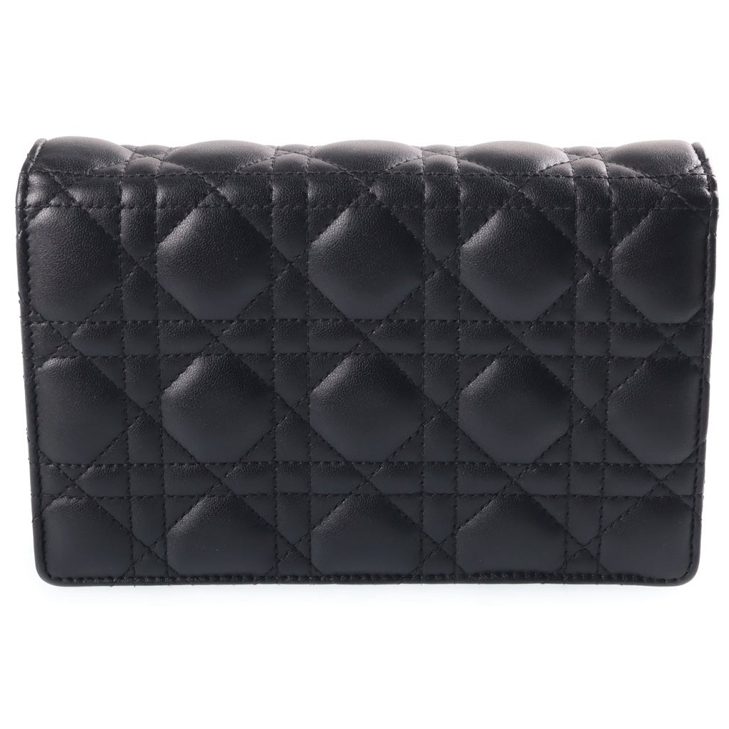 DIOR(ディオール) デイリーチェーンポーチ チェーンウォレット チェーンショルダーバッグ ブラック レザー ゴールド金具 レディース