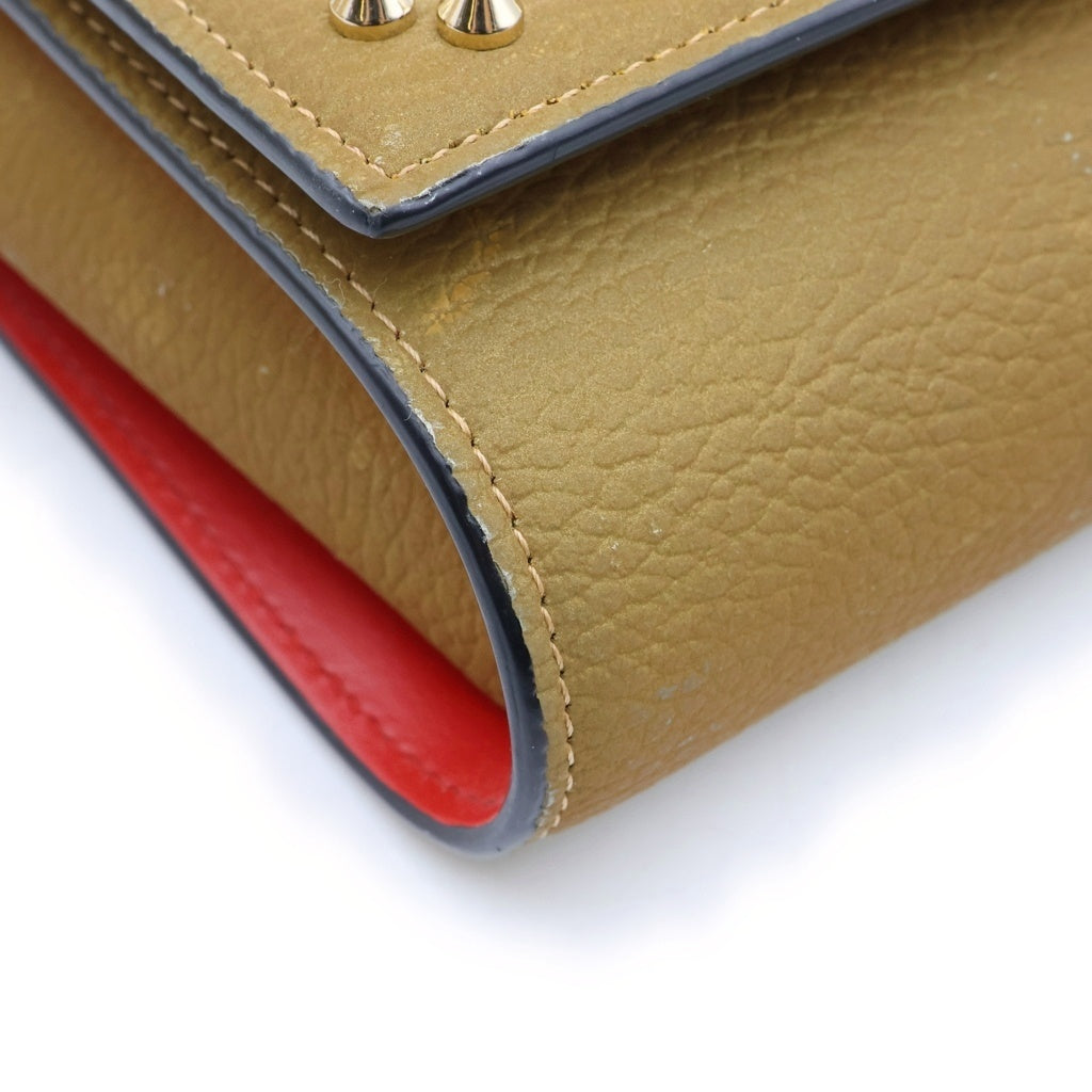 CHRISTIAN LOUBOUTIN(クリスチャンルブタン) パロマ スタッズ チェーンウォレット ベージュ レザー レディース