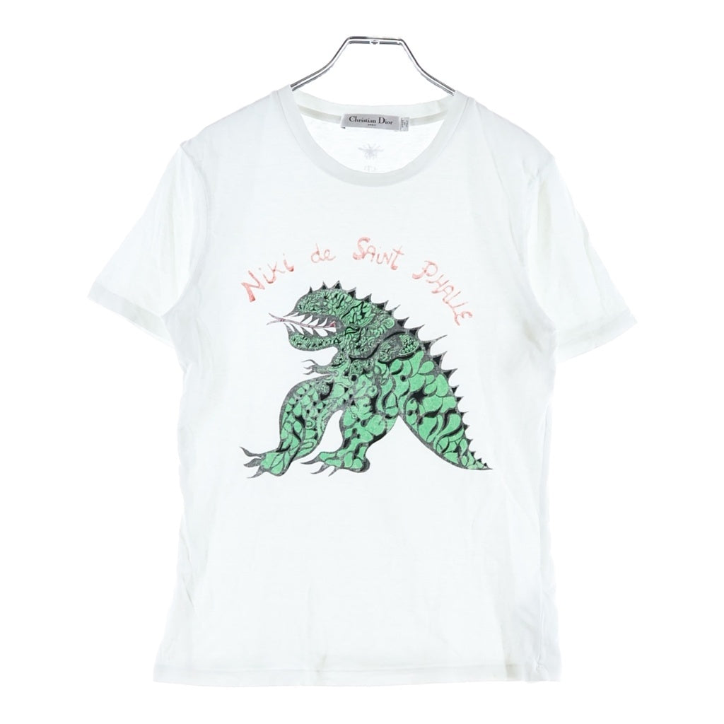 Christian Dior(クリスチャンディオール) ニキ・ド・サンファル ドラゴンパターン 半袖Tシャツ カットソー ホワイト×グリーン #XS 413T09A4519 レディース