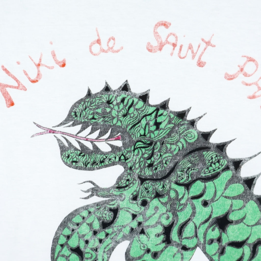 Christian Dior(クリスチャンディオール) ニキ・ド・サンファル ドラゴンパターン 半袖Tシャツ カットソー ホワイト×グリーン #XS 413T09A4519 レディース