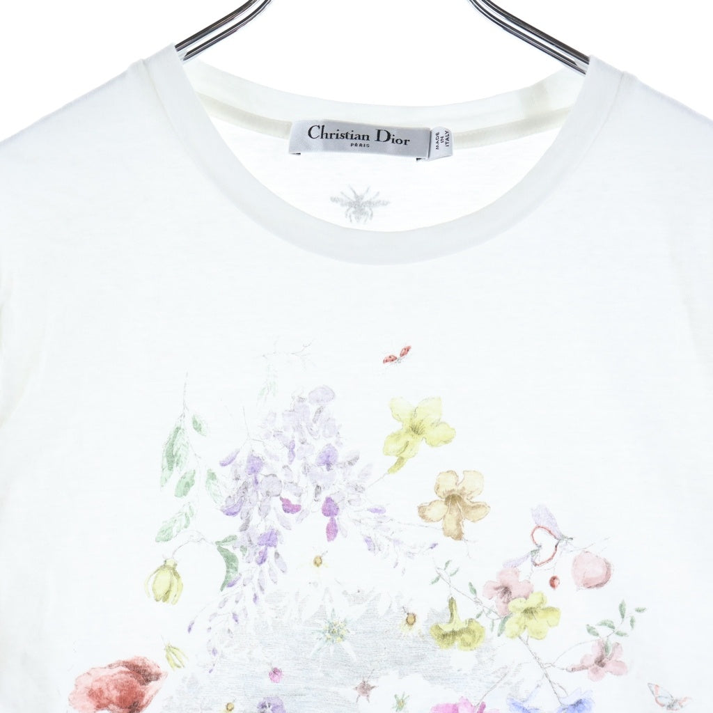 Christian Dior(クリスチャンディオール) フロリレージョ フロントプリント 半袖Tシャツ カットソー ホワイト #XS 353T09A4516 レディース