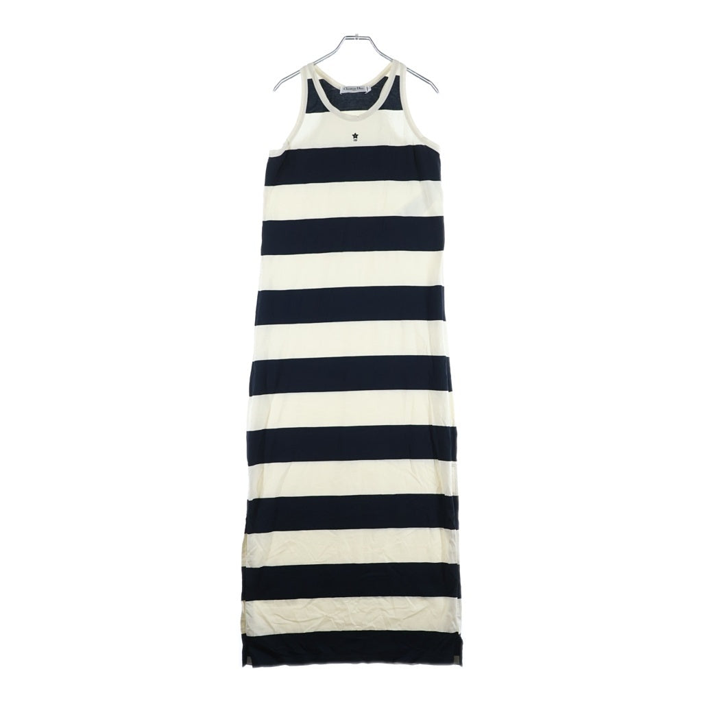 Christian Dior(クリスチャンディオール) ディオリビエラ ボーダー ノースリーブロングワンピース アイボリー×ネイビー #M 443R10A4121 レディース
