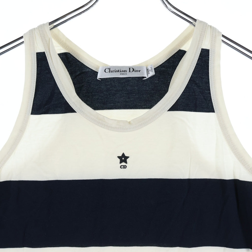 Christian Dior(クリスチャンディオール) ディオリビエラ ボーダー ノースリーブロングワンピース アイボリー×ネイビー #M 443R10A4121 レディース