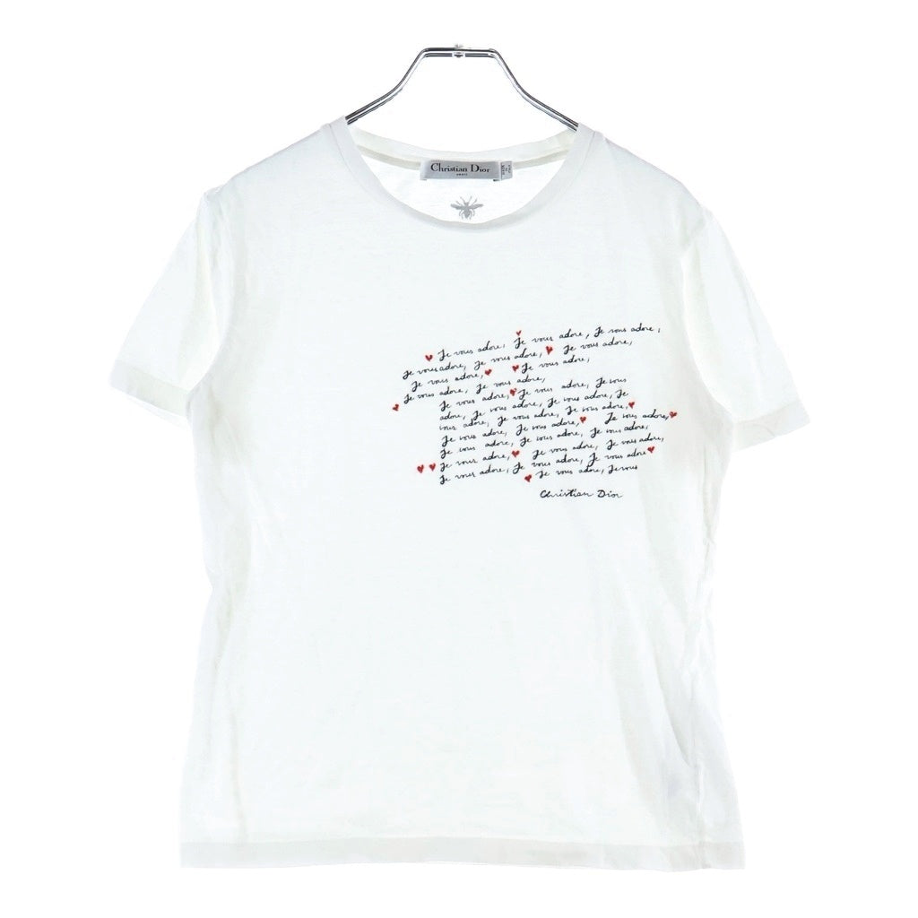 Christian Dior(クリスチャンディオール) ディオールアムール ジュ ヴ ザドール フロントプリント半袖Tシャツ カットソー ホワイト #XS 453T09A4546 レディース