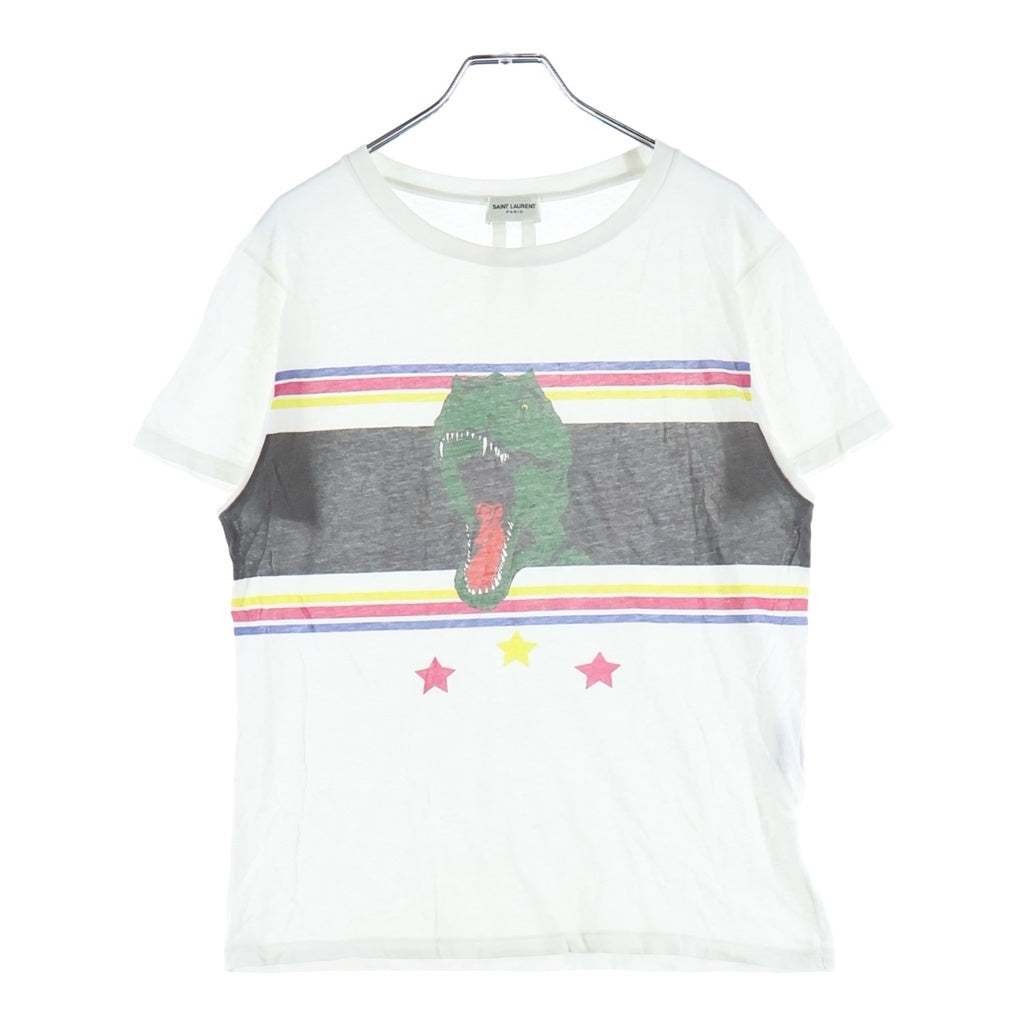 SAINT LAURENT PARIS(サンローランパリ) 17SS T-Rex ダイナソープリント 半袖Tシャツ カットソー ホワイト #S レディース