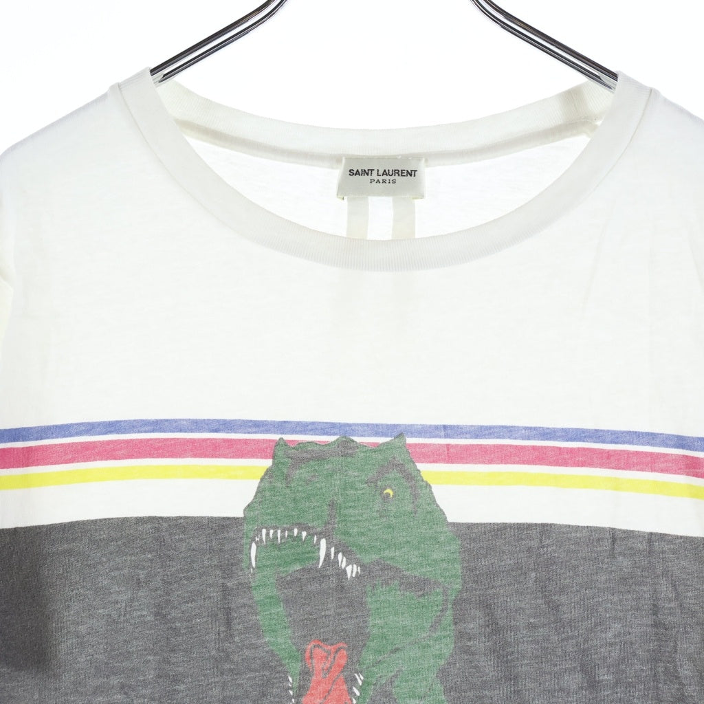 SAINT LAURENT PARIS(サンローランパリ) 17SS T-Rex ダイナソープリント 半袖Tシャツ カットソー ホワイト #S レディース