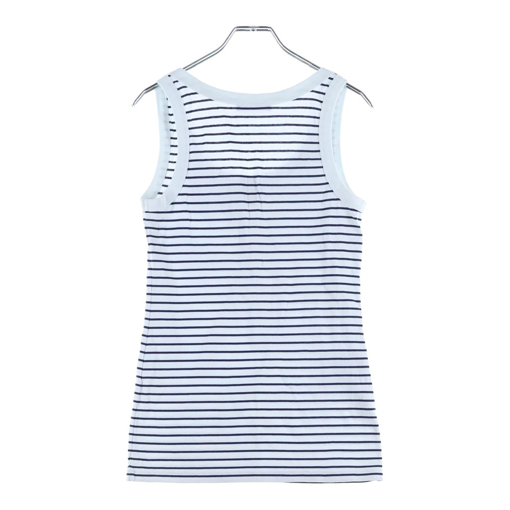 PRADA(プラダ) トライアングルロゴプレート ボーダー ノースリーブ タンクトップ ライトブルー #38 レディース