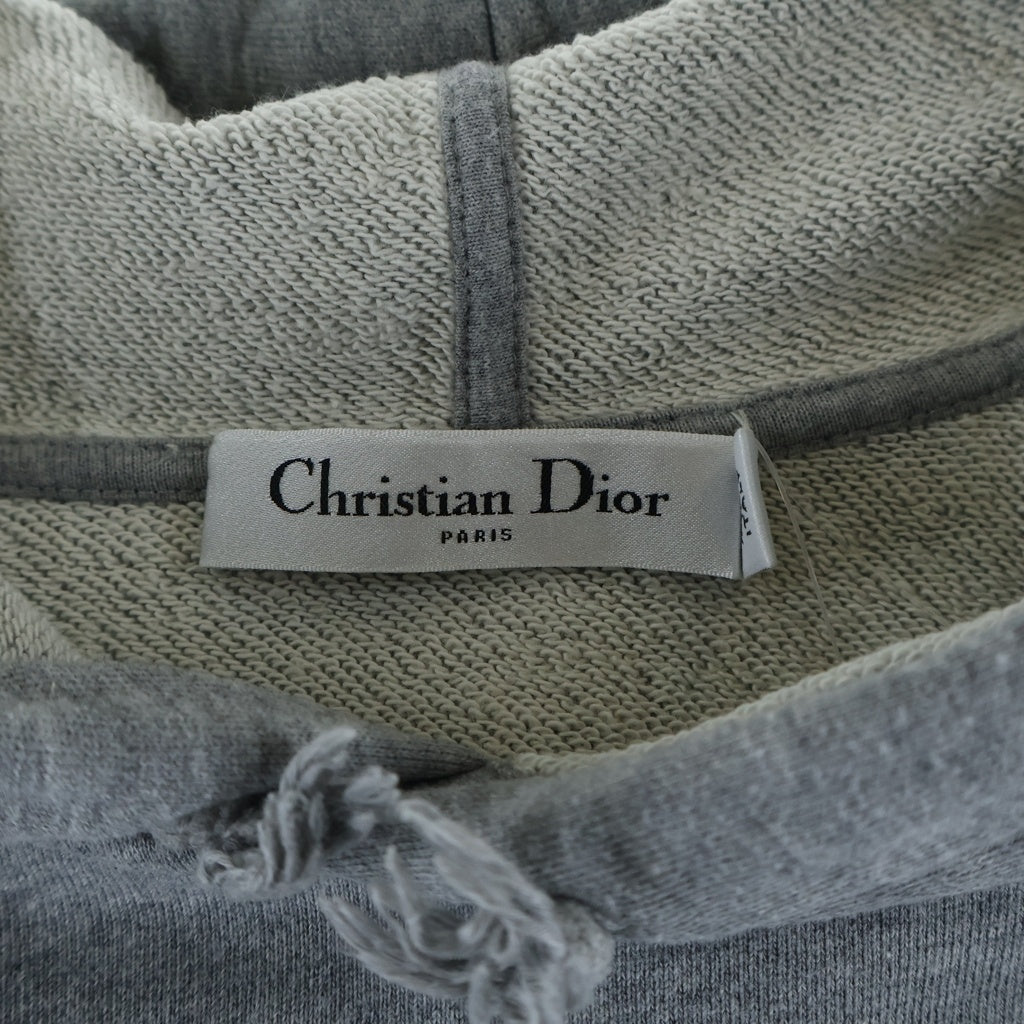 Christian Dior(クリスチャンディオール) ドラゴンプリント スパンコール フーディー プルオーバーパーカー グレー #XS 413S03A4112 レディース