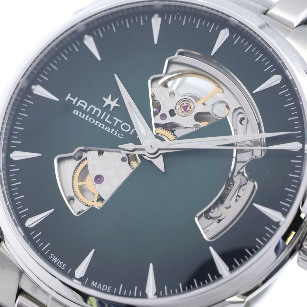HAMILTON(ハミルトン) ジャズマスター オープンハート グリーン文字盤 ステンレス 自動巻き 腕時計 シルバー H327050
