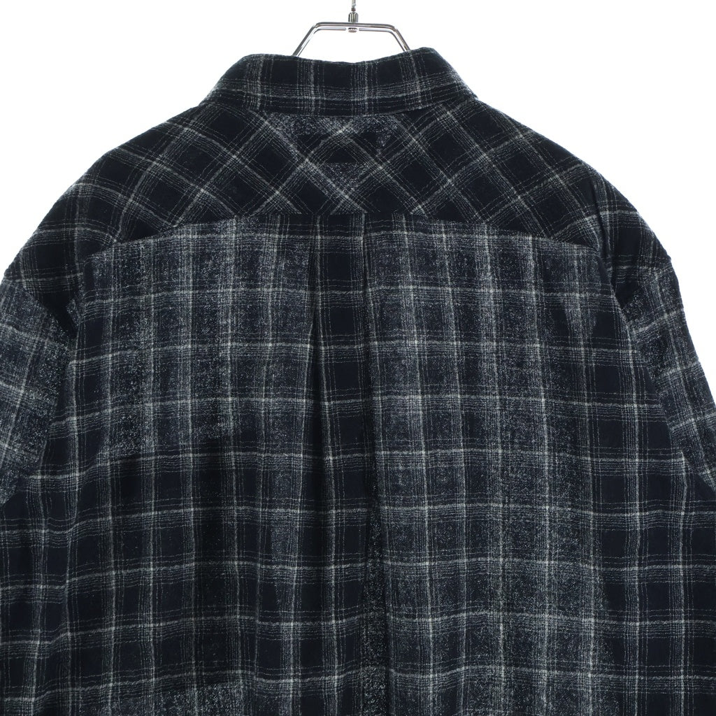 SAINT LAURENT PARIS(サンローランパリ) チェック柄 ガーゼ ウール 長袖シャツ ブラック #M DO10 666863 Y23W